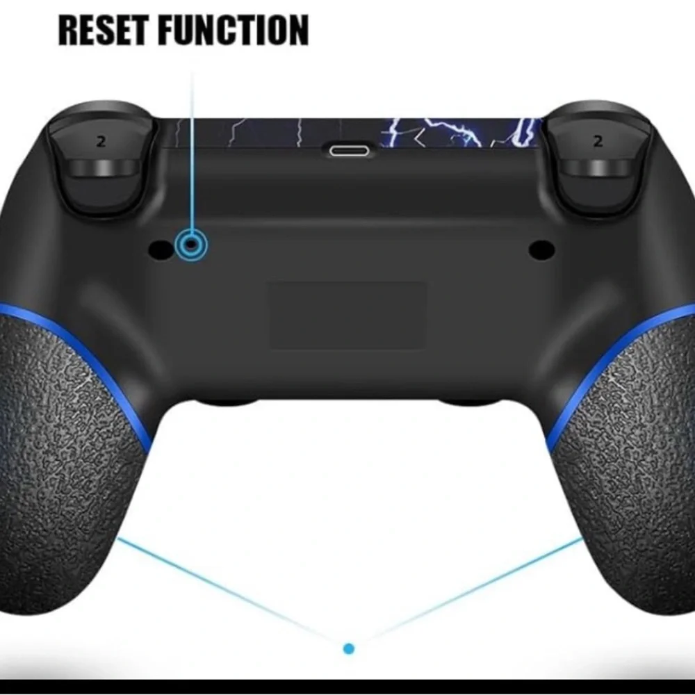Wireless Game Controller with Blue Lightning Design